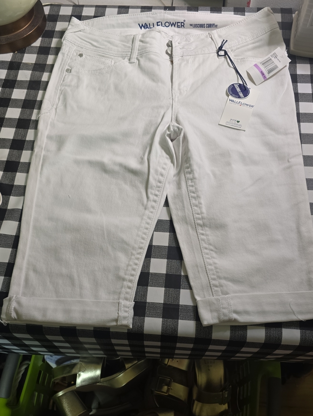 Wallflower White Cropped Cuff Jeans